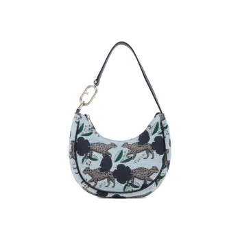 Furla Primavera Fabric Handbag Shoulder Bag Small Size Women's Gray