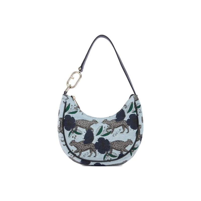 Furla Primavera Fabric Handbag Shoulder Bag Small Size Women's Gray-0