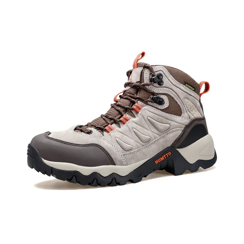 HUMTTO Cushioning Anti Slip And Wear Resistant Coverage Mid Top Trekking Shoes Men's Camel-1