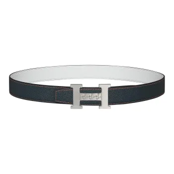 HERMES Leather Belts Unisex Indigo/White