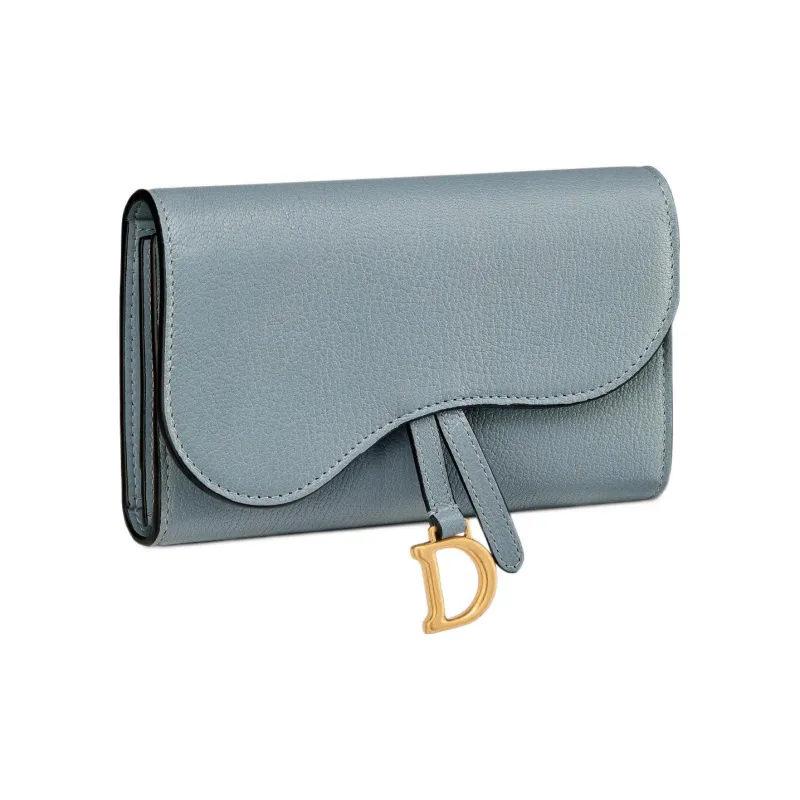 DIOR Saddle Goatskin Wallet Women's Cloud Blue-2