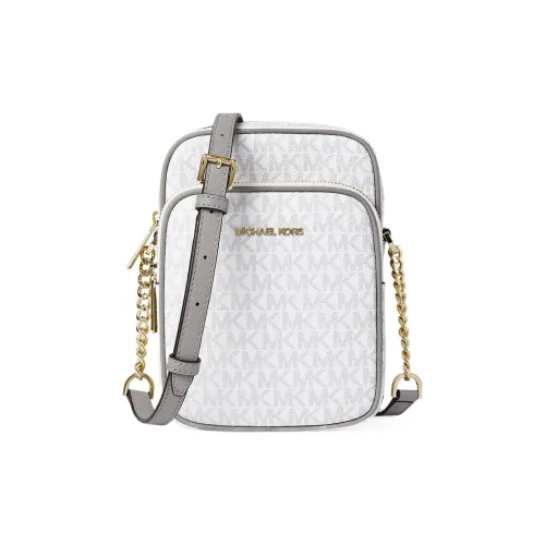 MICHAEL KORS Jet Set Coated Canvas Shoulder Bag Crossbody Bag Medium Size Women's Bright Silver