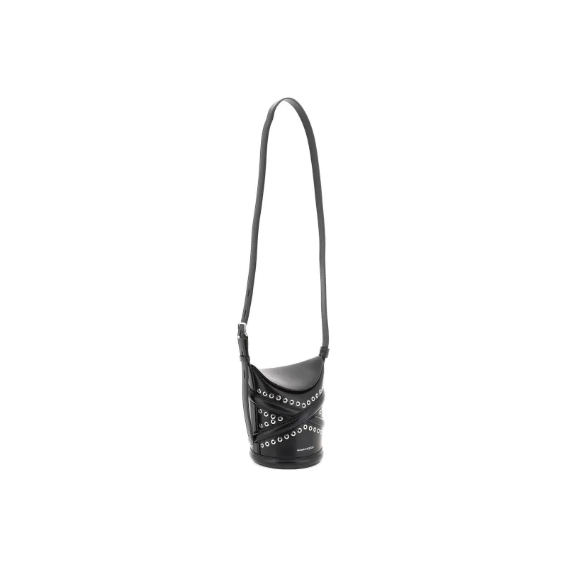 Alexander McQueen THE CURVE BAG Calfskin Bucket Bags Shoulder Bag Crossbody Bag Small Size Women's Black-1