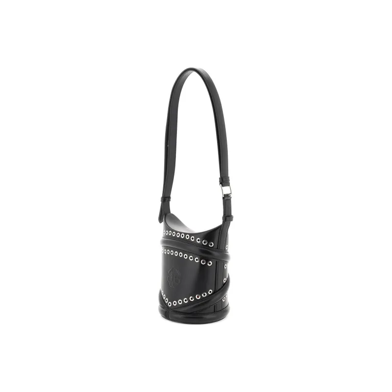 Alexander McQueen THE CURVE BAG Calfskin Bucket Bags Shoulder Bag Crossbody Bag Small Size Women's Black-2