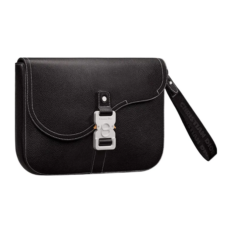 DIOR Grained Calfskin Clutch Men's Black-1