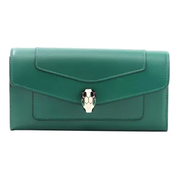 BVLGARI Serpenti Forever Calfskin Wallet Women's Green