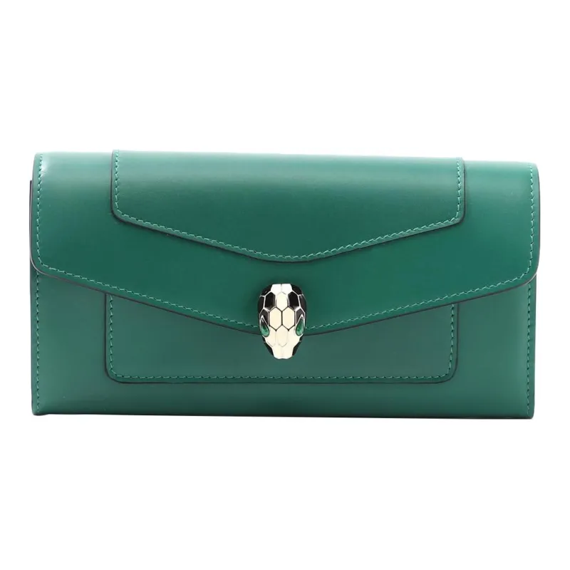 BVLGARI Serpenti Forever Calfskin Wallet Women's Green-0