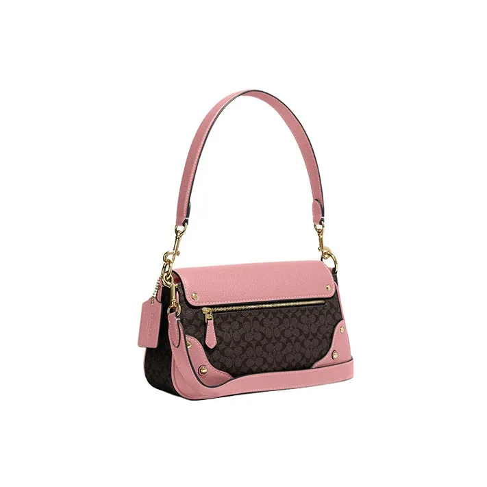 COACH Millie Cow Leather Handbag, Shoulder Bag Women's Black & Pink-1