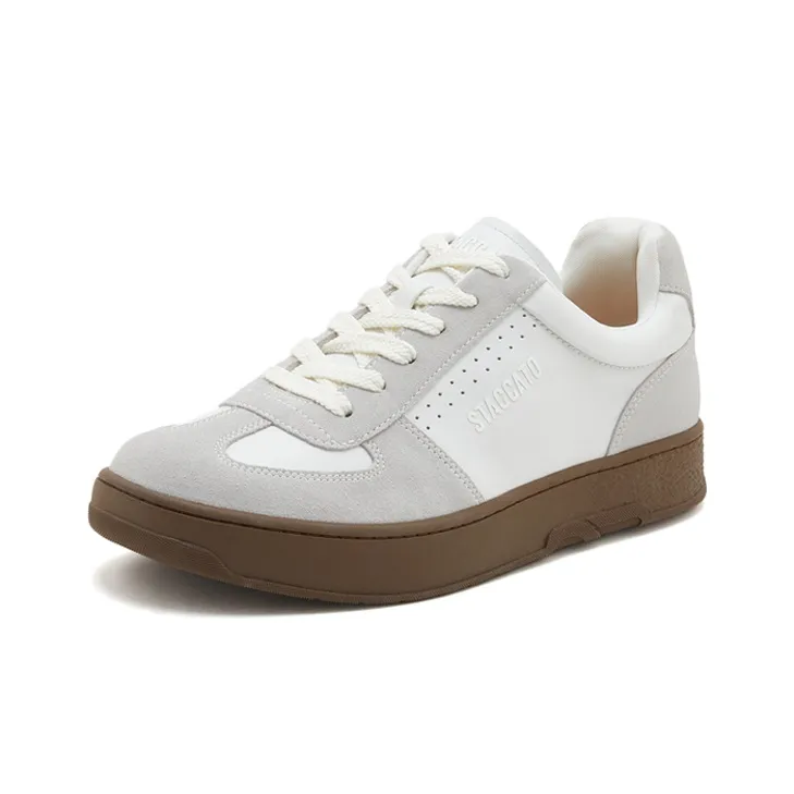 Staccato Gray Shoes White Versatile Skateboard Shoes Unisex-1