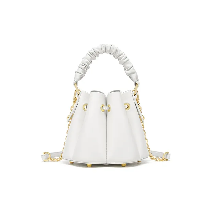 Gong Xuan Genuine Leather Crossbody Bag, Handbag Trumpets Women's White-4