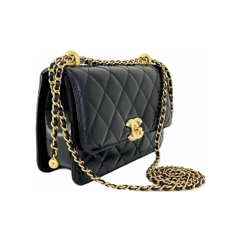 CHANEL Small Size 24C Flap Bag With Adjustable Strap Black AS2649-2