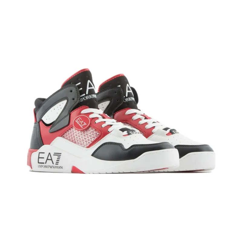 EMPORIO ARMANI EA7 Stylish Skateboarding Shoes Unisex Black White Red-2