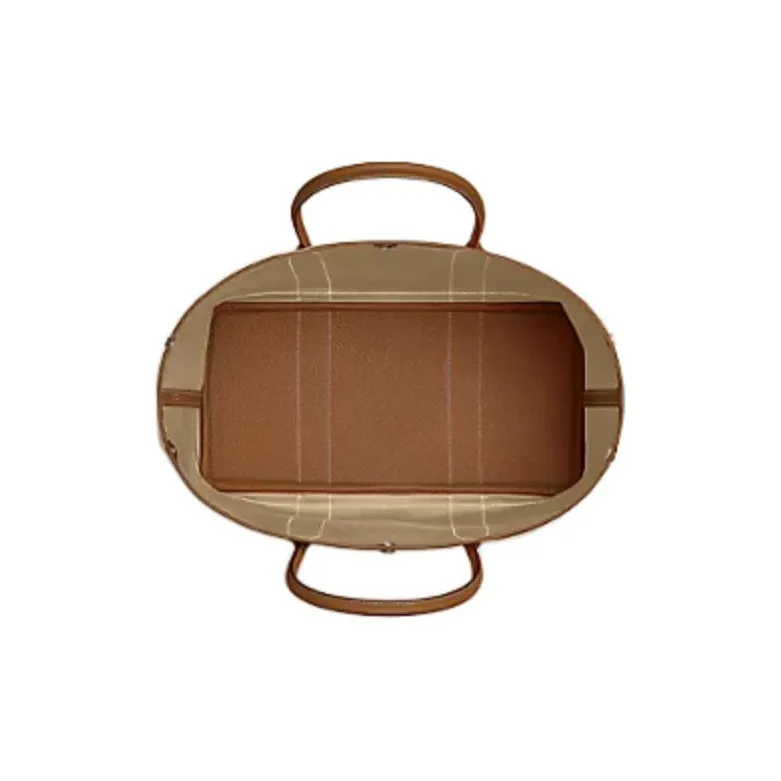 HERMES Garden Party Officier Canvas With Negonda Calfskin Garden Bag Handbag Regular Women's Trench Coat In Beige/Gold-2