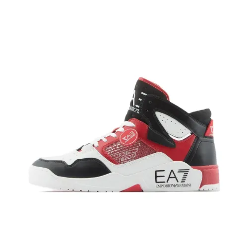 EMPORIO ARMANI EA7 Skateboard Shoes Unisex High-Top Black/White Red