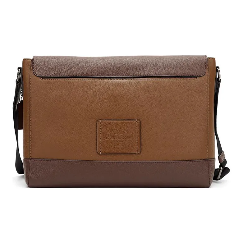 COACH Hudson Leather Messenger Bag, Briefcase, Shoulder Bag, Crossbody Bag Tubas Men's Brown Multicolor-2