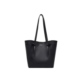 FION Artificial Leather Tote Bag Shoulder Bag Large Size Women's Black