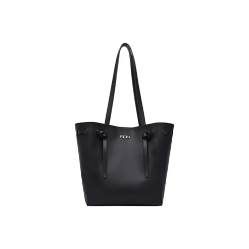 FION Artificial Leather Tote Bag Shoulder Bag Large Size Women's Black