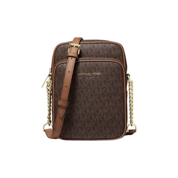 MICHAEL KORS Jet Set Coated Canvas Shoulder Bag, Crossbody Bag Medium Size Women's Brown