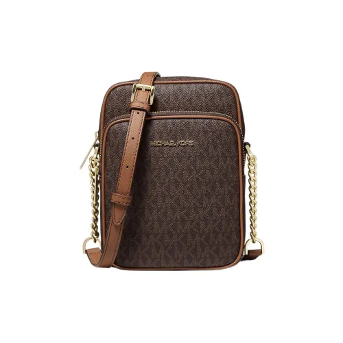 MICHAEL KORS Jet Set Coated Canvas Shoulder Bag, Crossbody Bag Medium Size Women's Brown