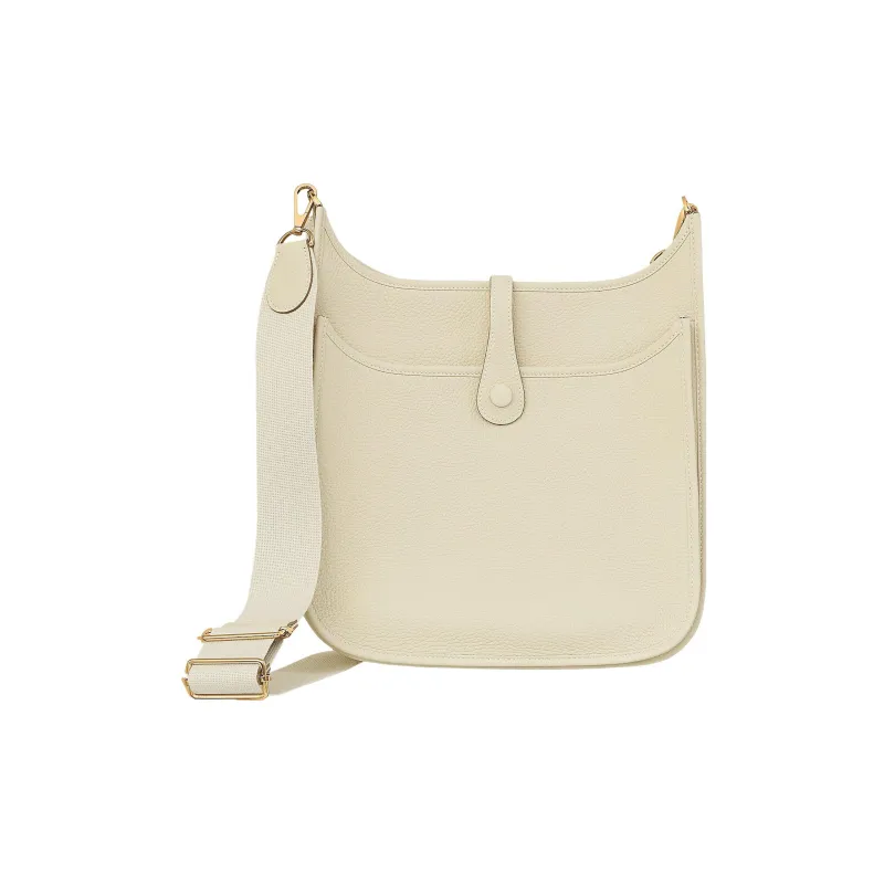 HERMES Evelyne Clemence Bullock Leather Shoulder Bag Crossbody Bag Unisex I2 Nata Cream White-2