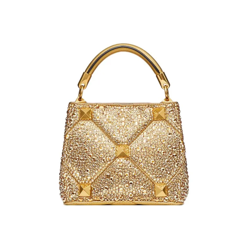 Valentino Roman Stud Rhinestone Shoulder Bag Crossbody Bag Handbag Mini Women's Antique Brass-1