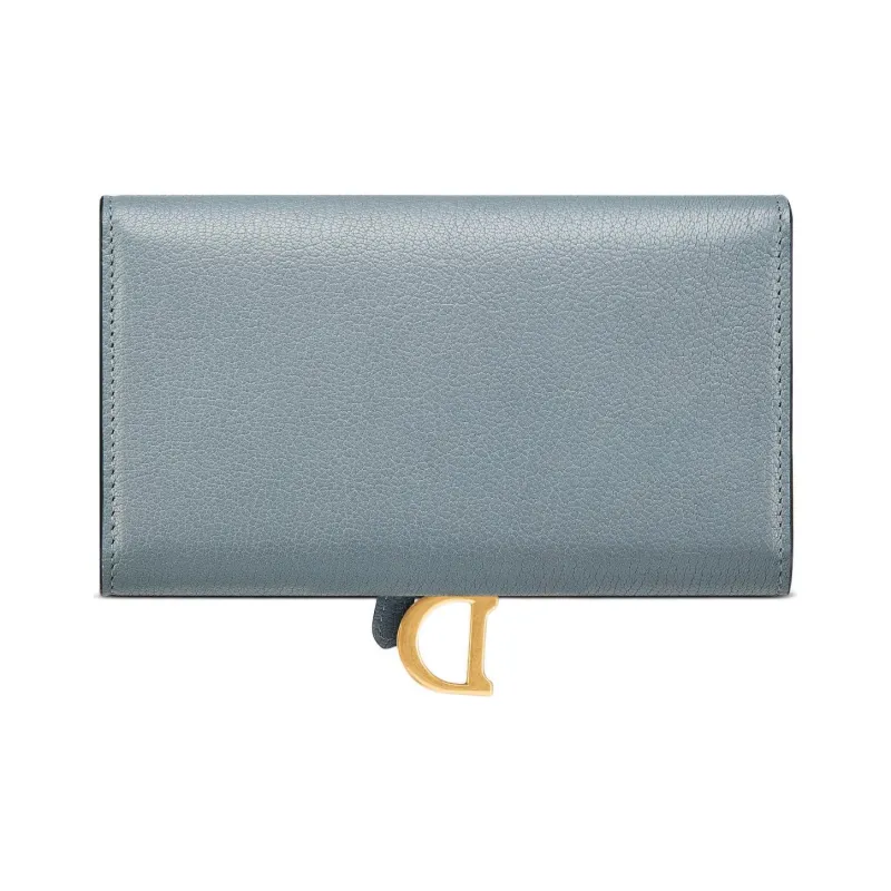 DIOR Saddle Goatskin Wallet Women's Cloud Blue-1