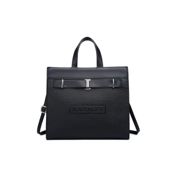 Slazenger PU Patch PVC Tote Bag Shopping Bag Handbag Regular Unisex Black/Brown