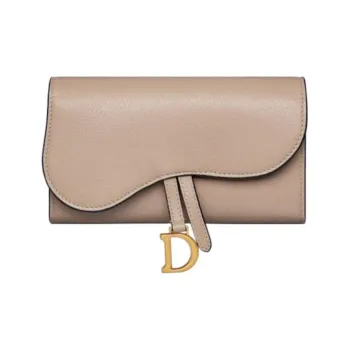 DIOR Saddle Goatskin Wallet Women's Hazelnut