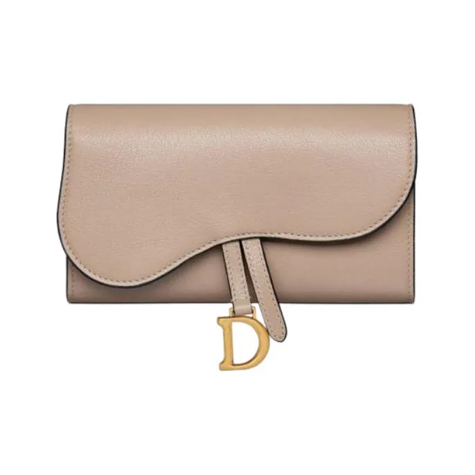DIOR Saddle Goatskin Wallet Women's Hazelnut-0