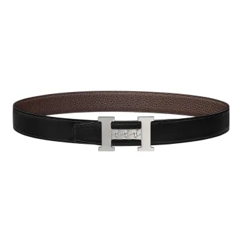 HERMES Leather Belts Unisex Black/Chocolate