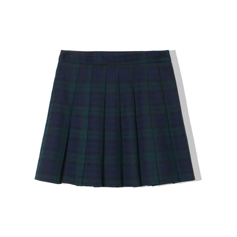 LA CRAWFISH Casual Short Skirts Women's Blue And Green Plaid-1