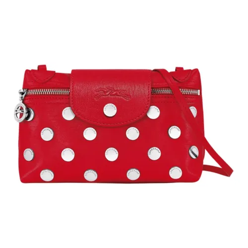 LONGCHAMP Le Pliage Leather Shoulder Bag Crossbody Bag Mini Women's Red