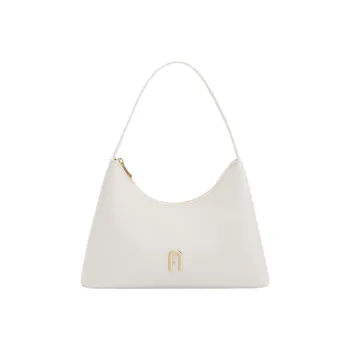 Furla Diamante Calfskin Handbag Shoulder Bag Small Size Women's White