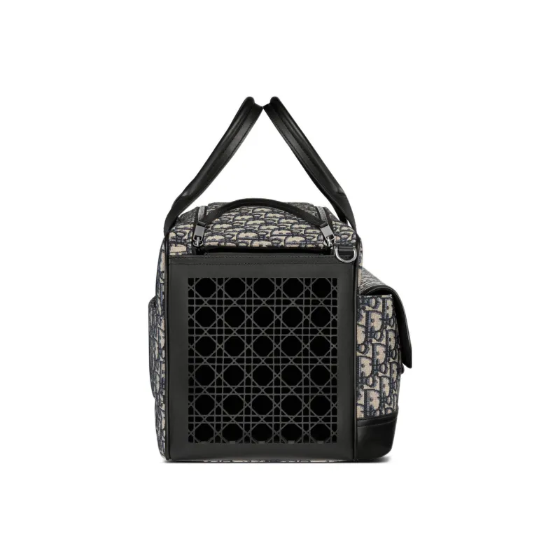 DIOR Hit The Road Oblique Print Patchwork Smooth Cow Leather Pet Bag Handbag Unisex Beige/Black-3
