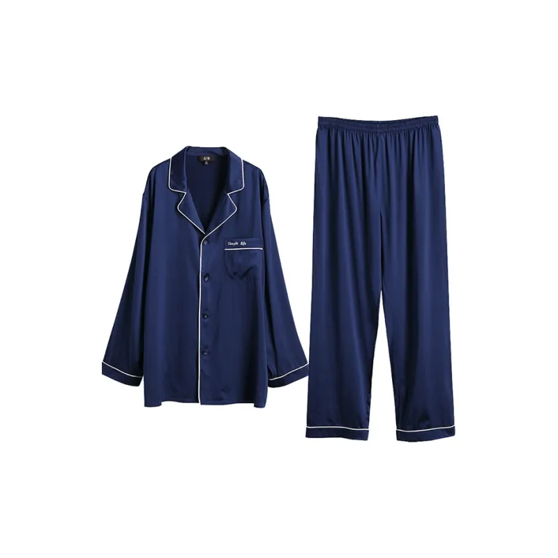 JINSANT Pajama Set Men's Navy Blue-0