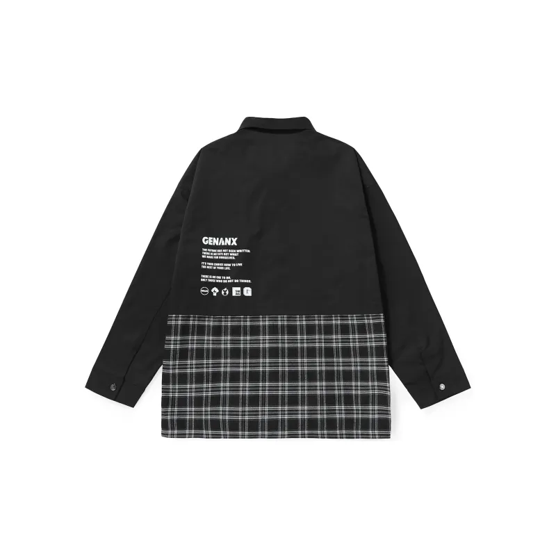 GENANX Jackets Unisex Black White Plaid-2