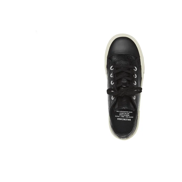 Balenciaga Paris Low Top Sneakers 'Black Leather And White Rubber' Women's-3