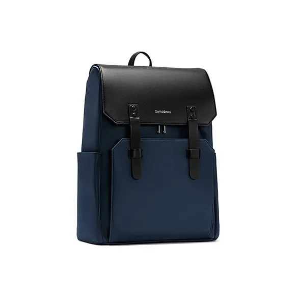 SAMSONITE Cow Leather Backpack Regular Unisex Blue/Black-3