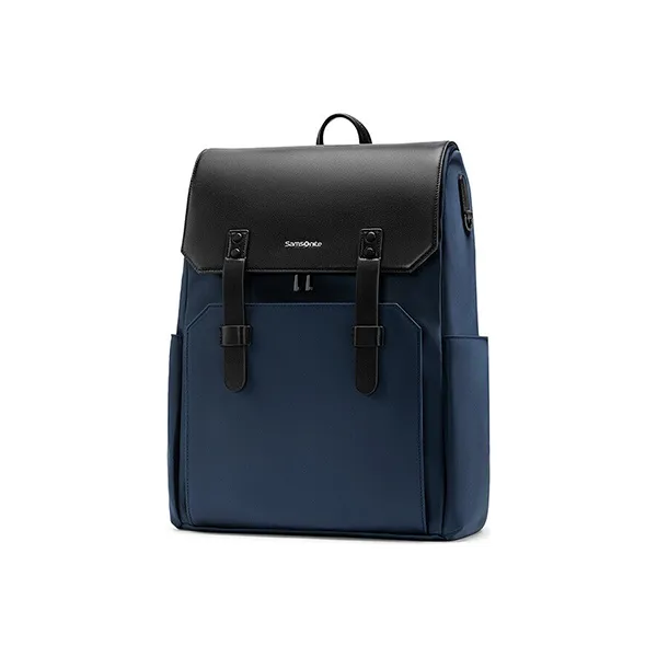 SAMSONITE Cow Leather Backpack Regular Unisex Blue/Black-2