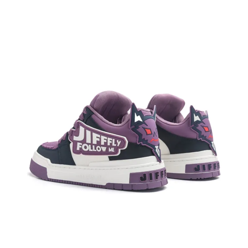 Jifffly Anti Slip And Wear Resistant Height Increasing Low Top Skateboard Shoes Unisex Purple Gray-3