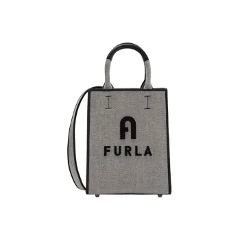 Furla Opportunity Denim Fabric Tote Bag, Shopping Bag, Shoulder Bag, Crossbody Bag, Handbag Mini Women's Gray