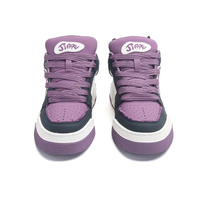 Jifffly Anti Slip And Wear Resistant Height Increasing Low Top Skateboard Shoes Unisex Purple Gray-4