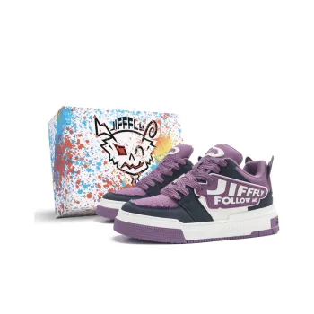 Jifffly Anti Slip And Wear Resistant Height Increasing Low Top Skateboard Shoes Unisex Purple Gray