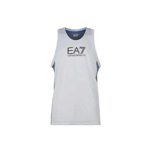 EMPORIO ARMANI EA7 Tank Tops Men Light Gray Blue