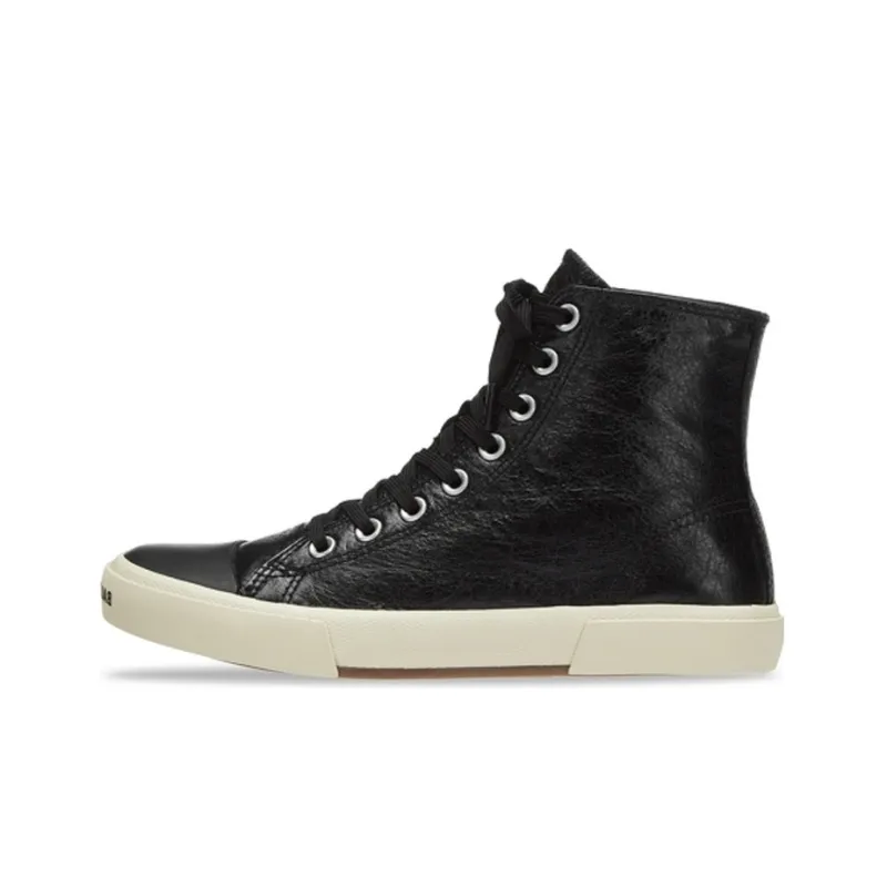 Balenciaga Paris High Top Sneakers 'Black Leather And White Rubber' Women's-0