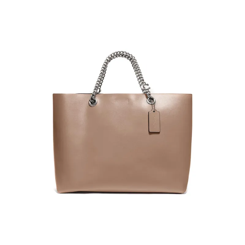 COACH Central Calfskin Tote Bag Shopping Bag Shoulder Bag Handbag Large Size Women's Taupe-0