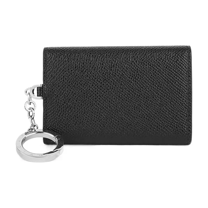 BVLGARI Bulgari Clip Calfskin Key Pouch Unisex Black-1