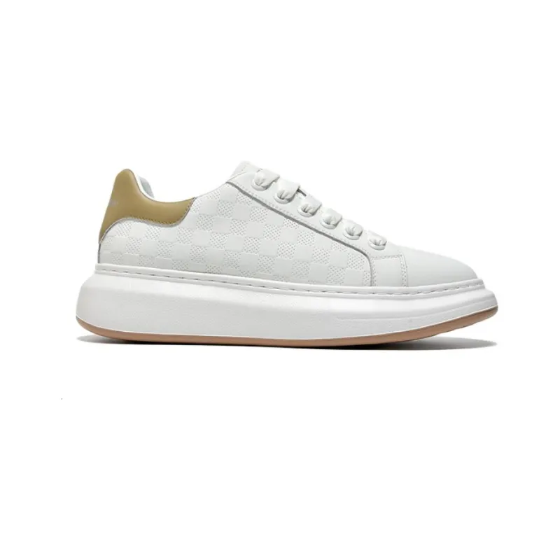 FAIRWHALE Breathable Low Top Stylish Skateboarding Shoes Men's White Apricot-1