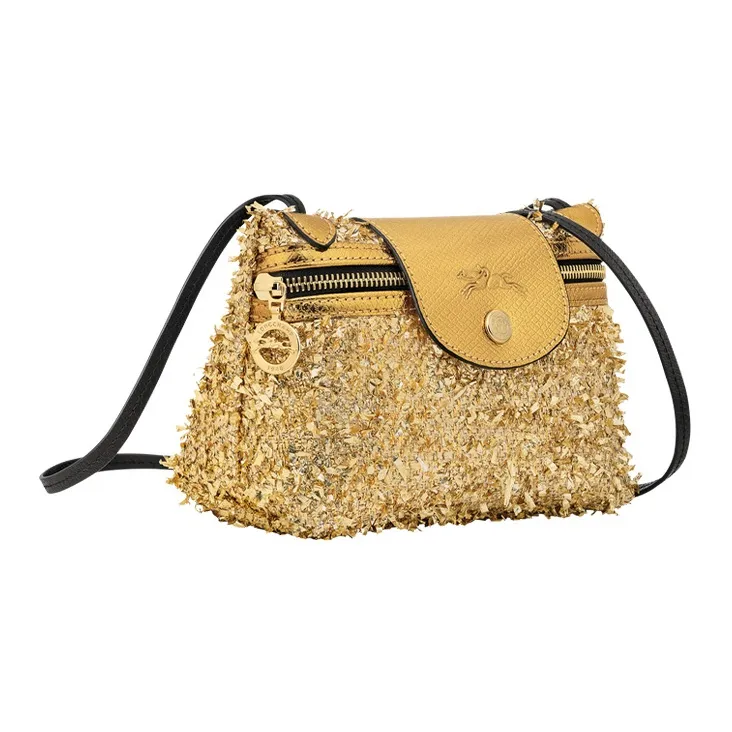 LONGCHAMP Le Pliage Canvas Shoulder Bag Crossbody Bag Mini Women's Metal Gold-1