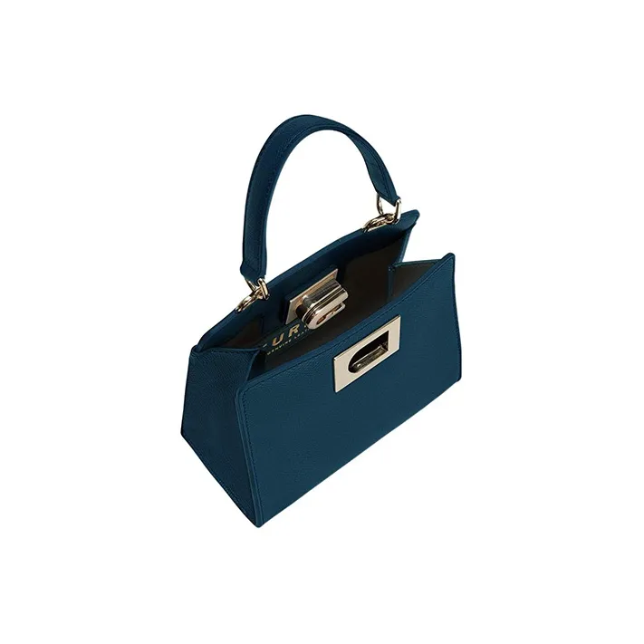 Furla 1927 Collection Leather Tote Bag Shopping Bag Shoulder Bag Crossbody Bag Handbag Mini Women's Turquoise-3